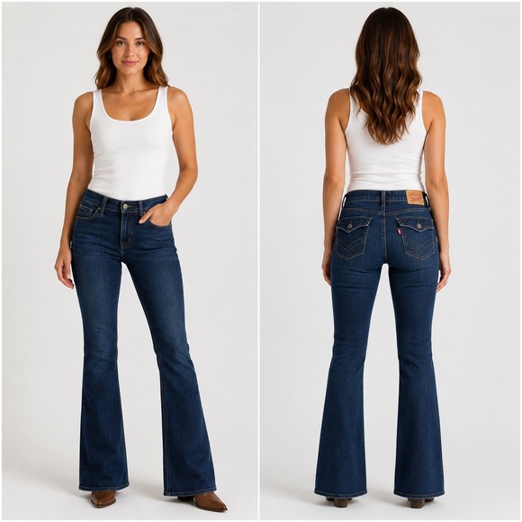 Levi's Denim - Levi's 525 Perfect Waist Bootcut Jeans Womens 8 M Dark Wash Stretch Denim